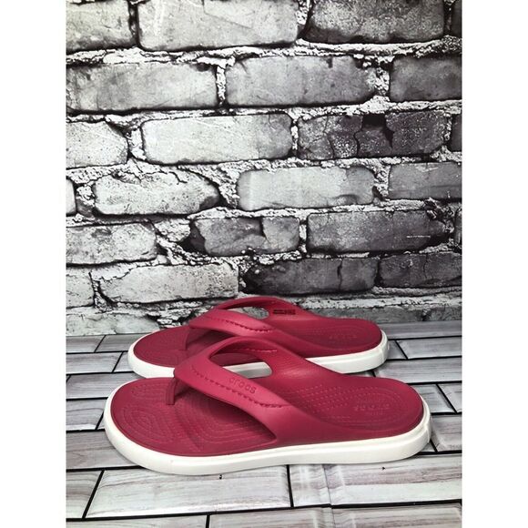 Crocs Dual Comfort Pink Rubber Casual Flip Flops Sandals Women Sz 7M US/38EU - Picture 11 of 16